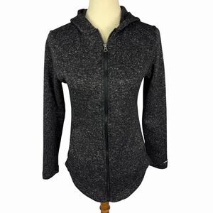 Eddie Bauer Hooded Fleece Full Zip Jacket Black White Women’s Small